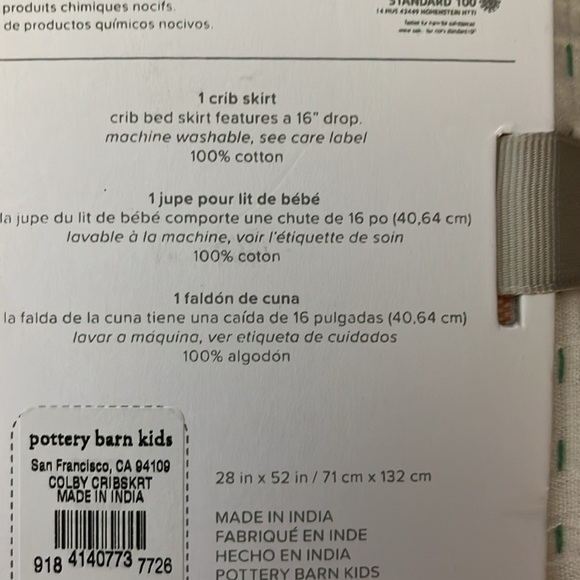 Pottery Barn Baby Colby Crib Skirt NWT Dots & Stripes 16” Drop 100% Cotton - Picture 5 of 8